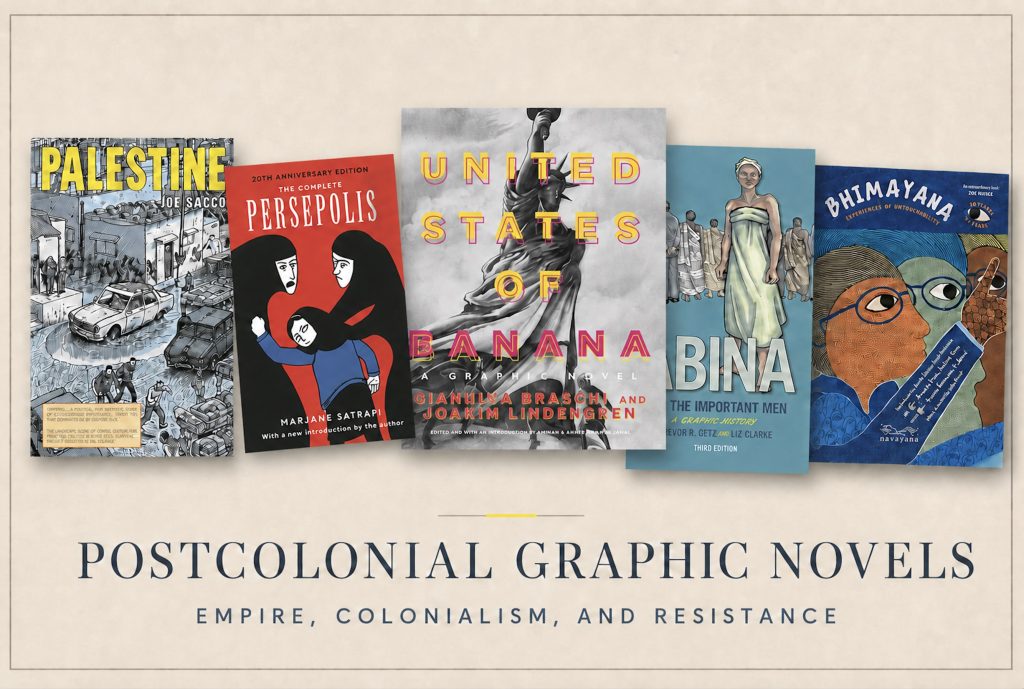 Postcolonial Graphic Novels display of books