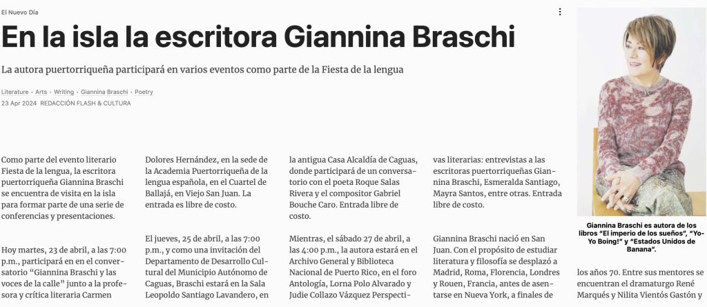 La autora boricua Giannina Braschi en la fiesta de la lengua