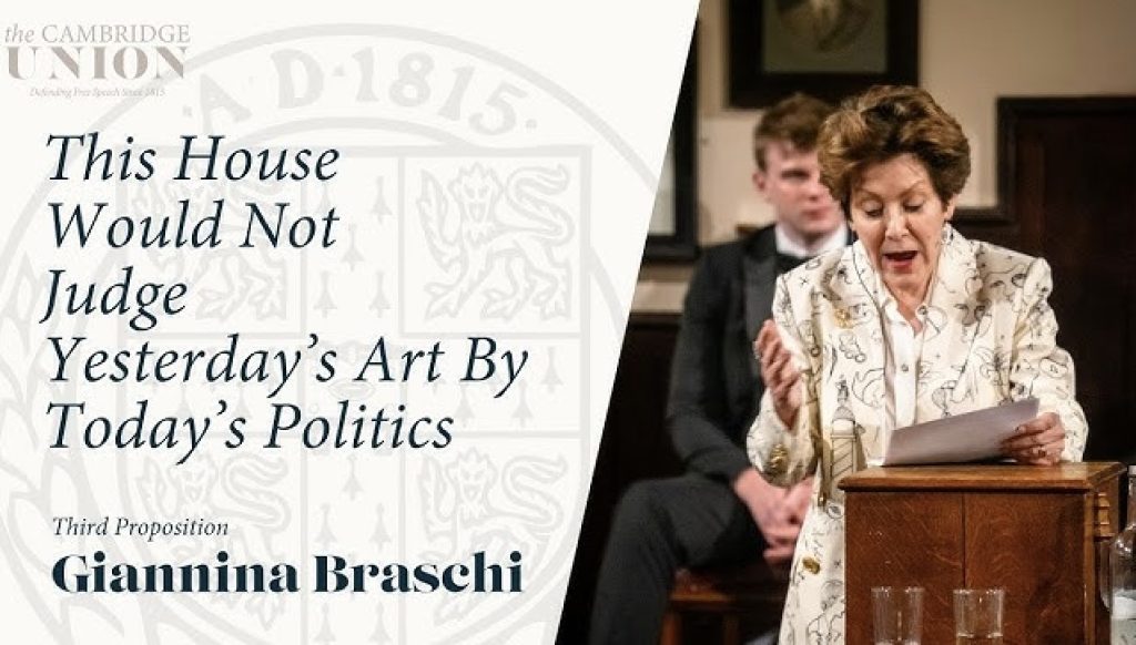 Philosopher Giannina Braschi debating in the Chamber of The Cambridge Union