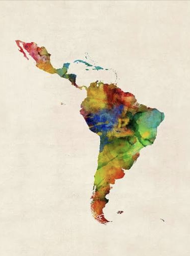 Watercolor Latin American map to illustrate post for Latin American Women in Philosophy